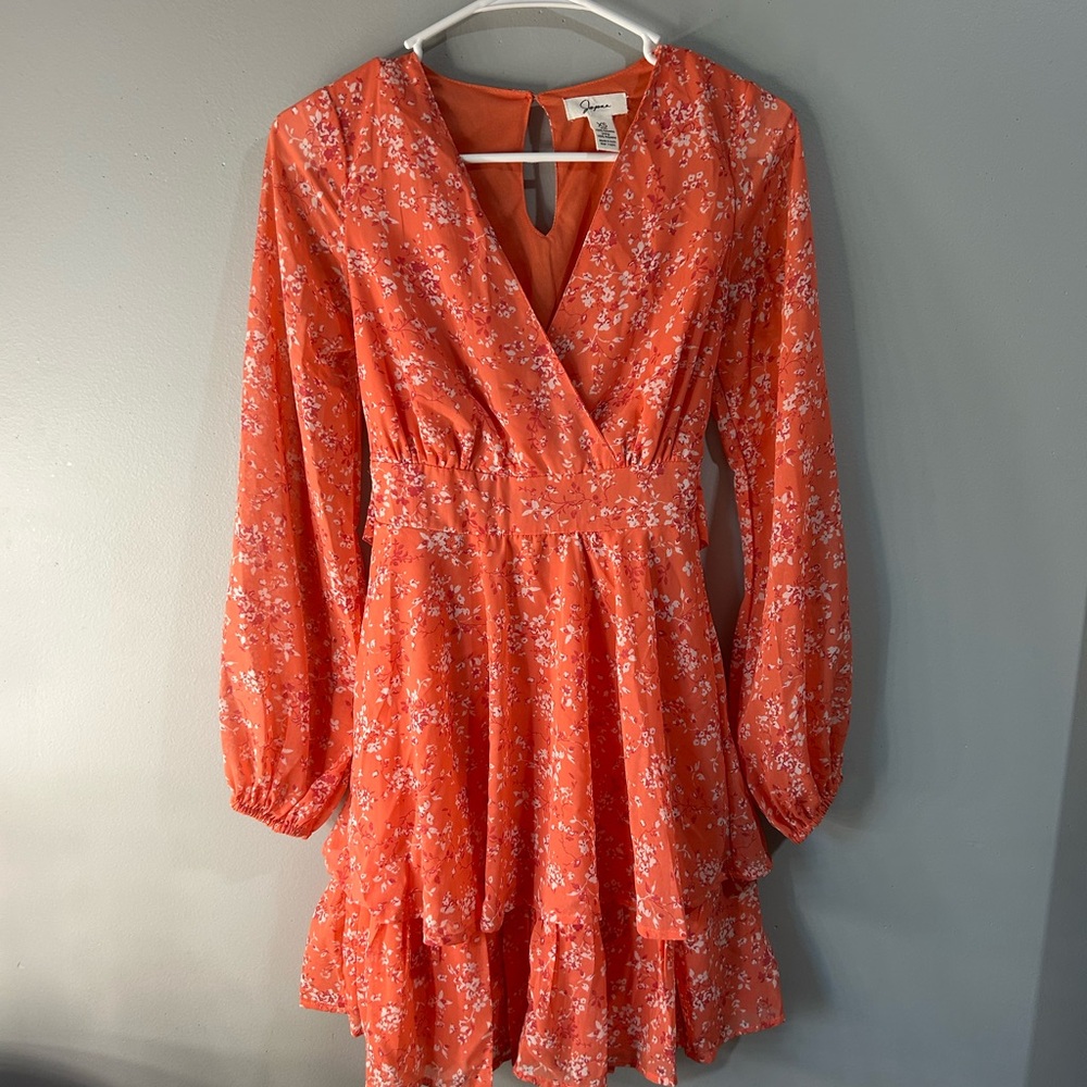 Japna Coral Floral Long Sleeve Dress